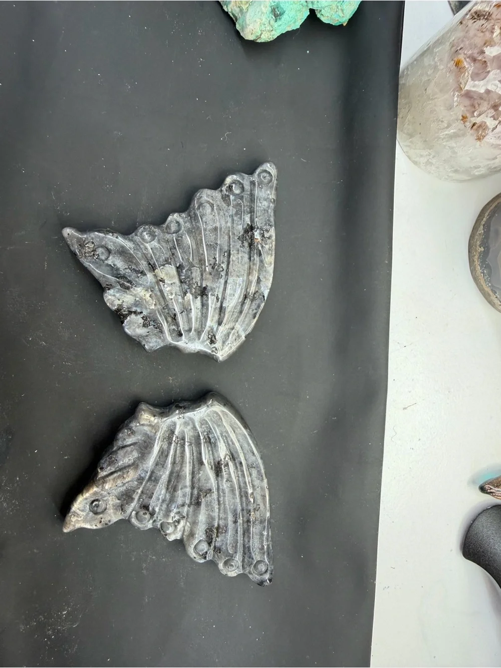 Gray Decorative Wing Wall Plaques, Yooperlite wings for fairy